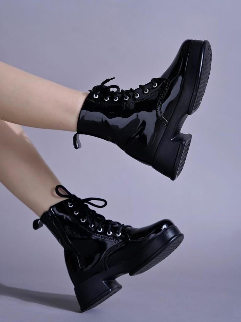 Shoetopia Womens Chunky Heel Short Booties with Non-Slip Sole, Comfortable Trendy Ankle Boots | Soft Cushioned Sole | Casual, Party & Winter Wear