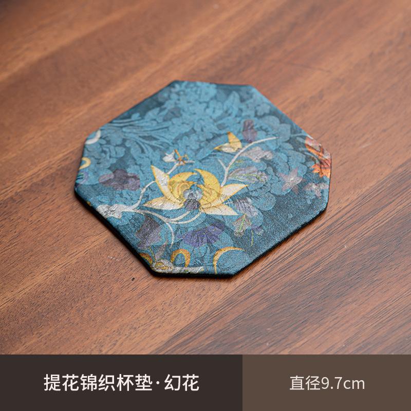 Chinese Brocade Teacup Holder Coaster Cloth Cotton Linen Pot Tea Mat Table Insulation Kung Fu Tea Ceremony Teaware Accessories