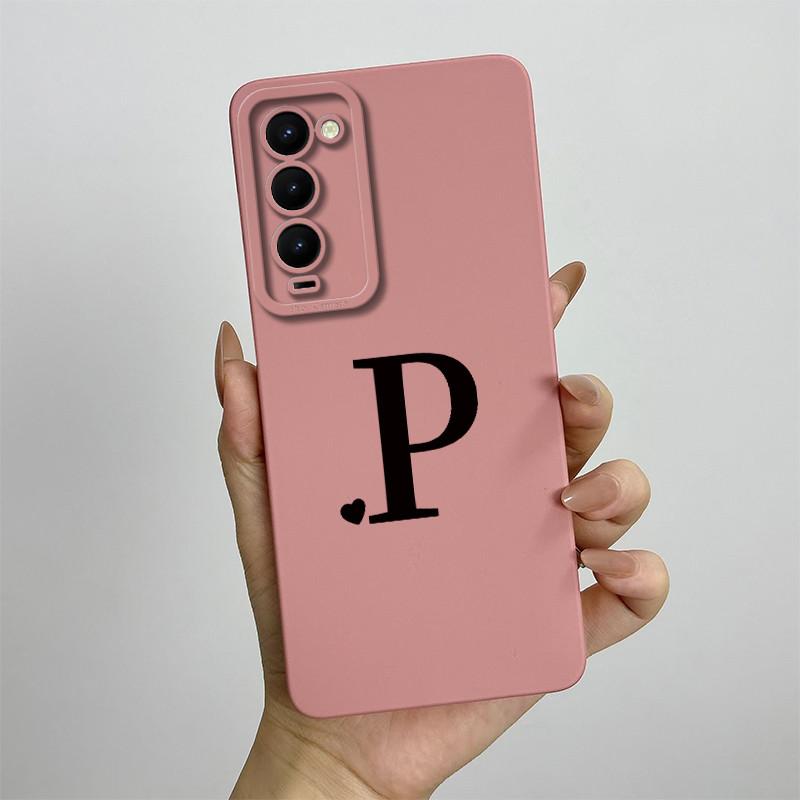For Tecno Camon 18 Case Tecno Camon 18P Phone Case Camon 18T CH6 CH7n Cute Initial Letters Square Silicone Shockproof Back Cover