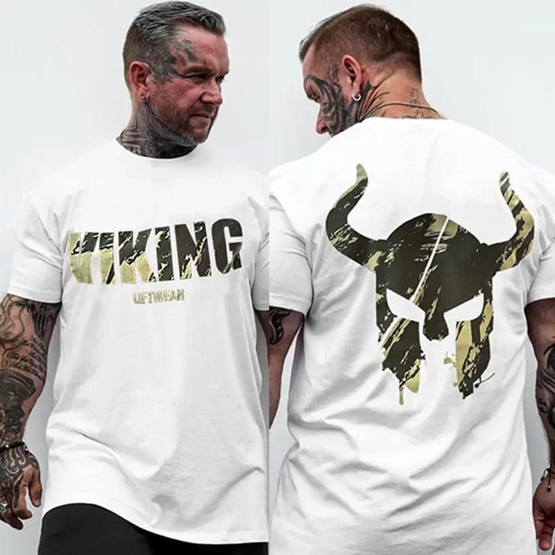 Ανδρικό T-shirt Γυμναστηρίου Fitness Bodybuilding Κοντομάνικο OX Μπλουζάκι από Βαμβάκι με Εκτύπωση 2024 Νεότερο Ανδρικό Καθημερινό Μοντέρνο T-shirt Τοπ Ρούχα