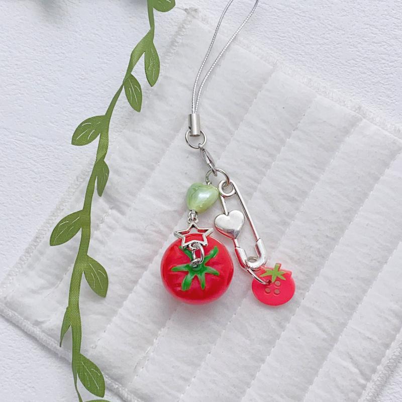 

Милый брелок с подвеской в виде листа помидора для женщин, девочек, брелок с бусинами, подвеска для сумки, украшение для студенческих сумок, украшение для машины, телефона