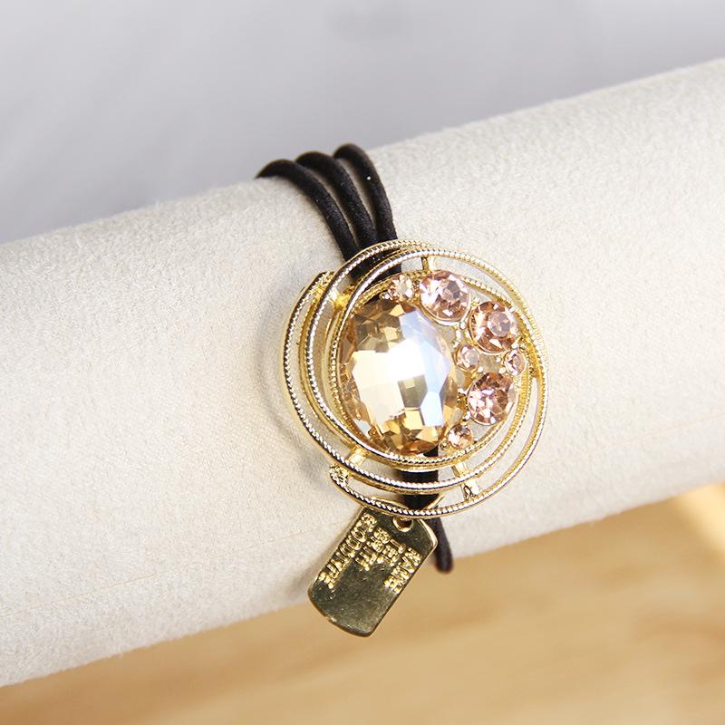 Vintage Elegant Crystal Hollow Metal Hair Rope Scrunchies Women Girls Elastic Tie Hair Rubber Bands Holder Accessories Headdress