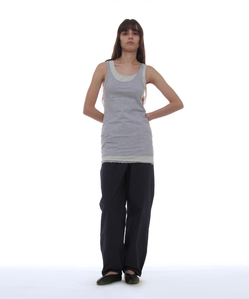Partimento Woman Pwc Lace Trim Two-In-One Sleeveless Dress Top_Melange
