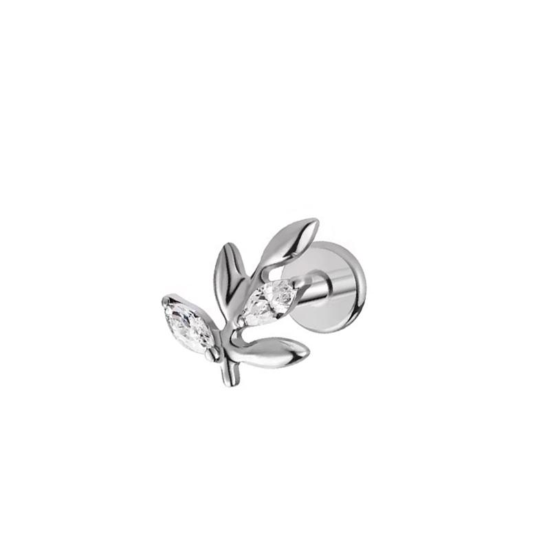 Hot Sale Body Jewelry: Titanium Labret Flatback Tragus Earring Stud Internal Thread Zircon Rings