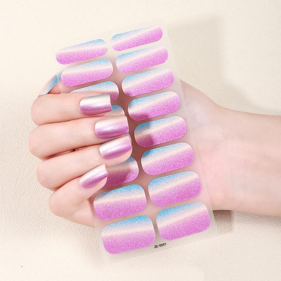 Glitter Nail Polish Strips with File Easy Apply Remove Self Adhesive Women Full Nail Sticker Home Manicure DIY Nail Art Decoration Wrap