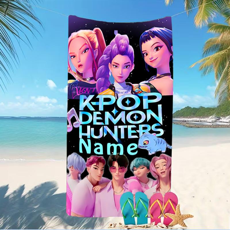 Customizable Personalized Beach Towels Kpop Demon Hunters Themed designs.Suitable for the Beach, Yoga, Sports;ideal As Beach Accessories