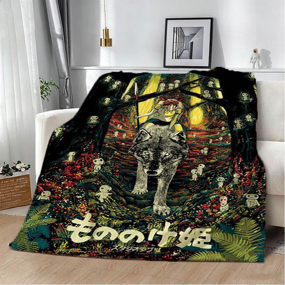 3D P-Princess Cartoon The M-MononokeE Flannel Blanket Soft Throw Blanket Art For Home Decor Bedroom Bed Sofa Picnic Kids Gifts