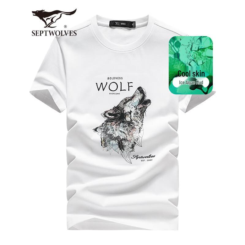 Septwolves Men s Short Sleeve Antibacterial Ice Algae T-shirt 3XL