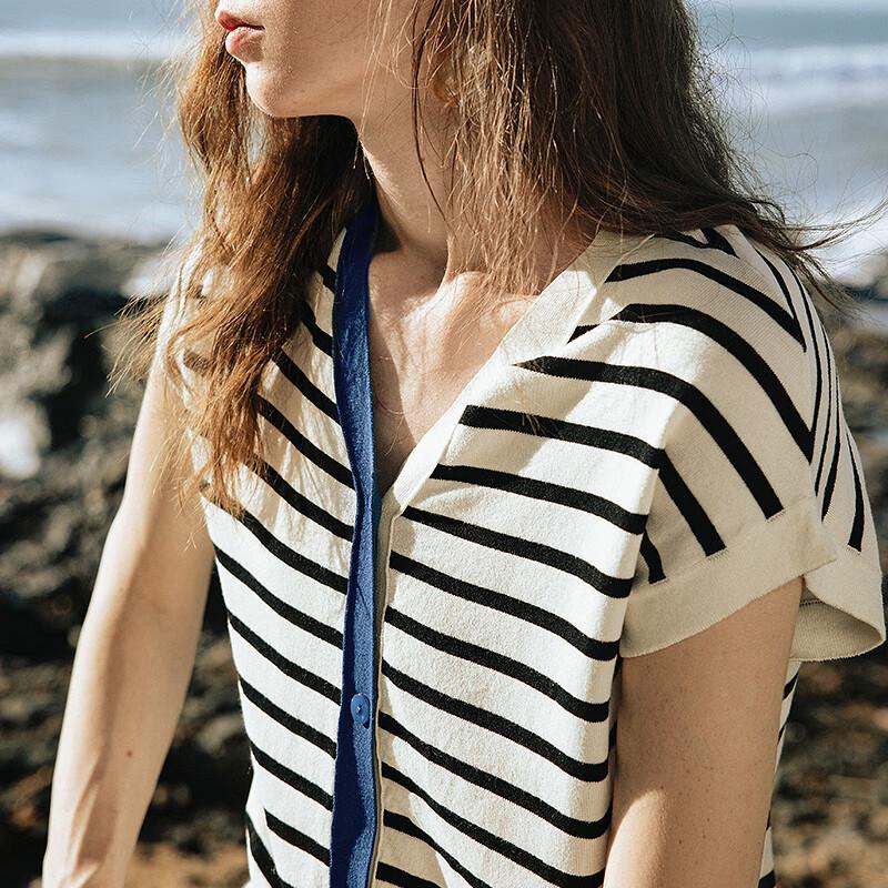 Women's Asymmetrical Color Block Striped Sleeveless V-Neck Knit Top