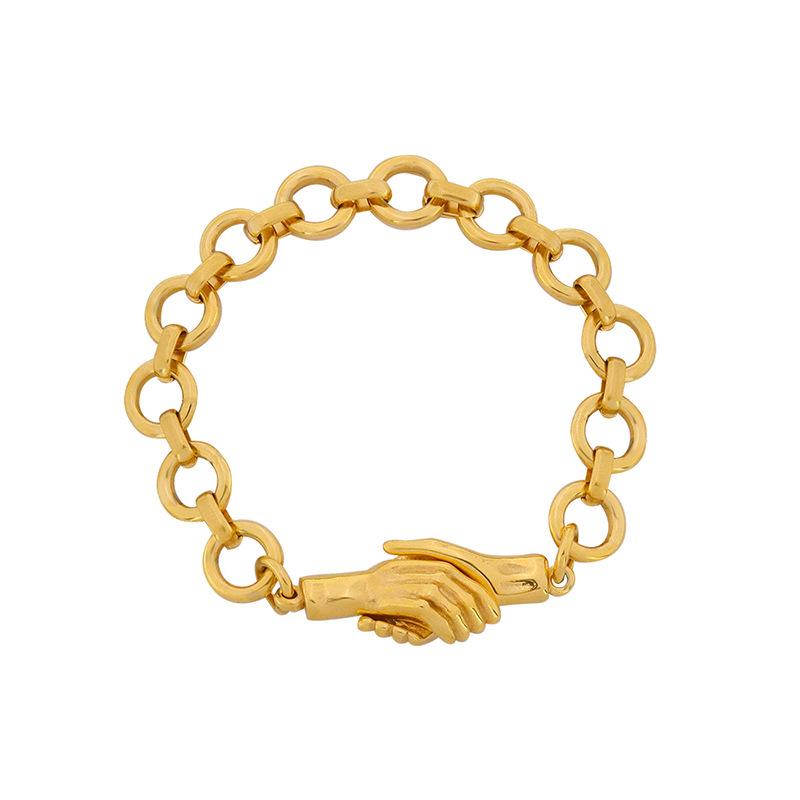 18K Gold Plated Titanium Steel Handshake Magnetic Bracelet Necklace