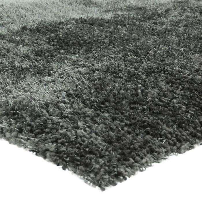 Wohnzimmerteppich langflorig wollig dunkelgrau 60x110