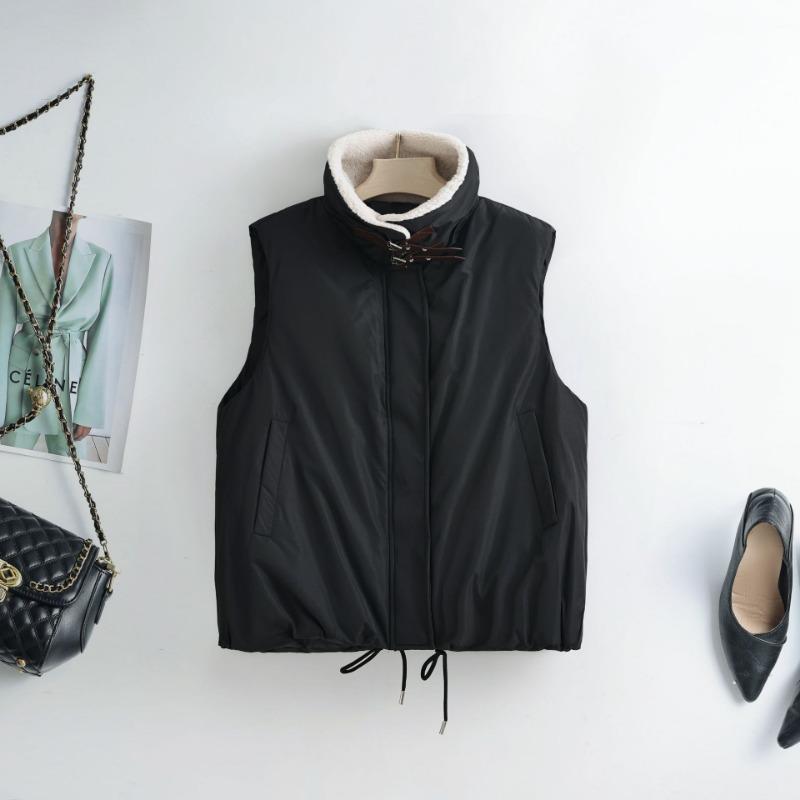 Lamb wool vest women's vest short autumn and winter cotton vest sleeveless cotton vest outer coat