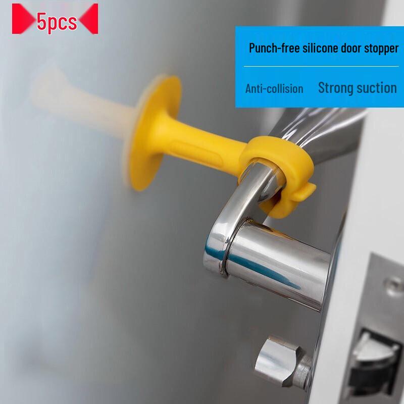 Du Ao Punch-Free Silicone Door Stopper 5-Pack