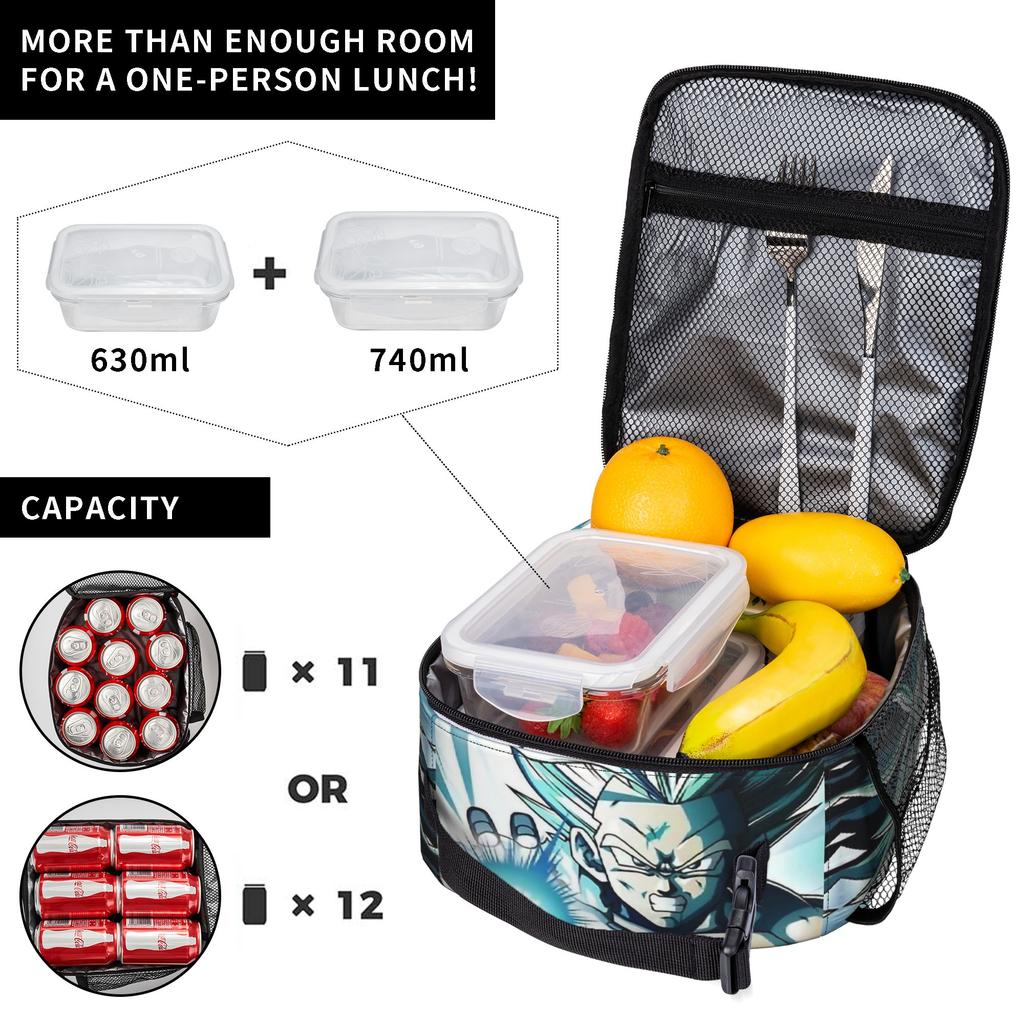 DBZ Gohan Super Sayan Insulated Lunch Bags Cooler Bag Reusable,Meal Container  Portable Tote Lunch Box Girl Boy Beach  Outdoor