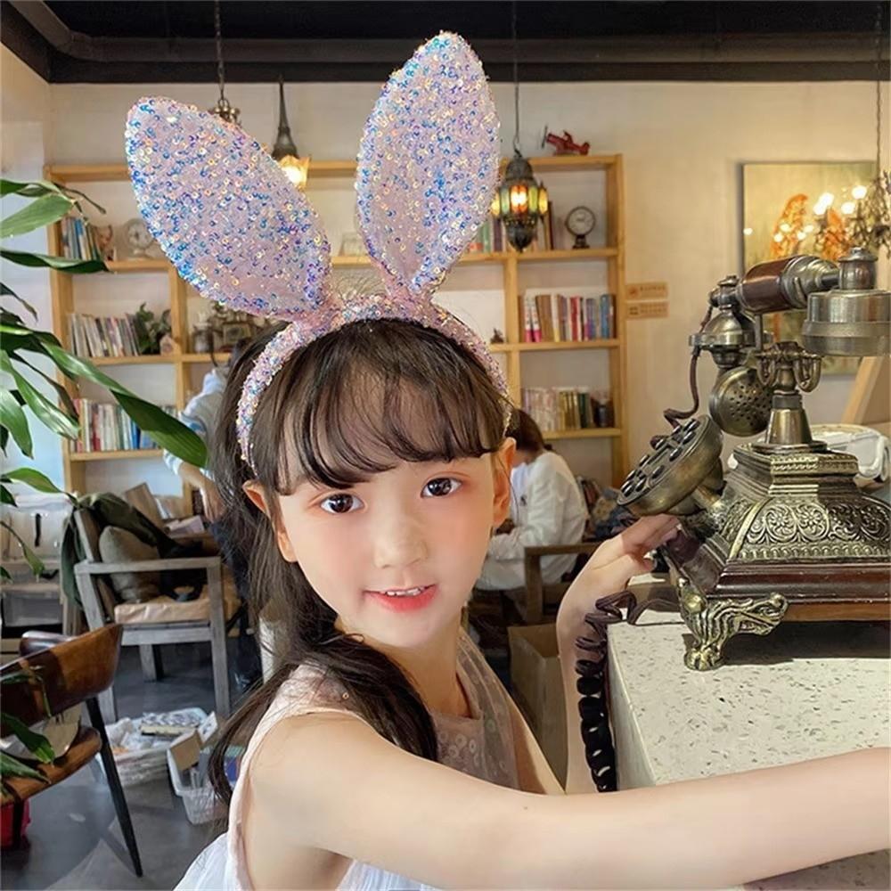 Sequin Easter Bunny Headband Glitter Rabbit Ear Hairband Fashion Bunny Ears Headband  Party