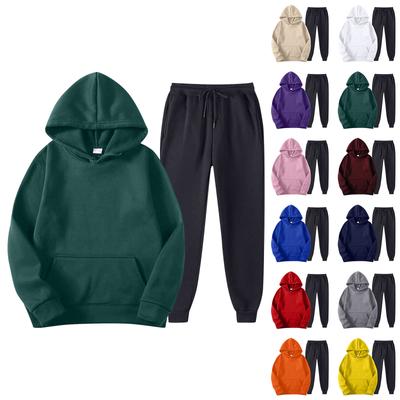 Mens Hooded Sports Tracksuit Unisex Two-Piece Running Outfits Long Sleeve Pullover Hoodies Sweatshirt+Sweatpants Set