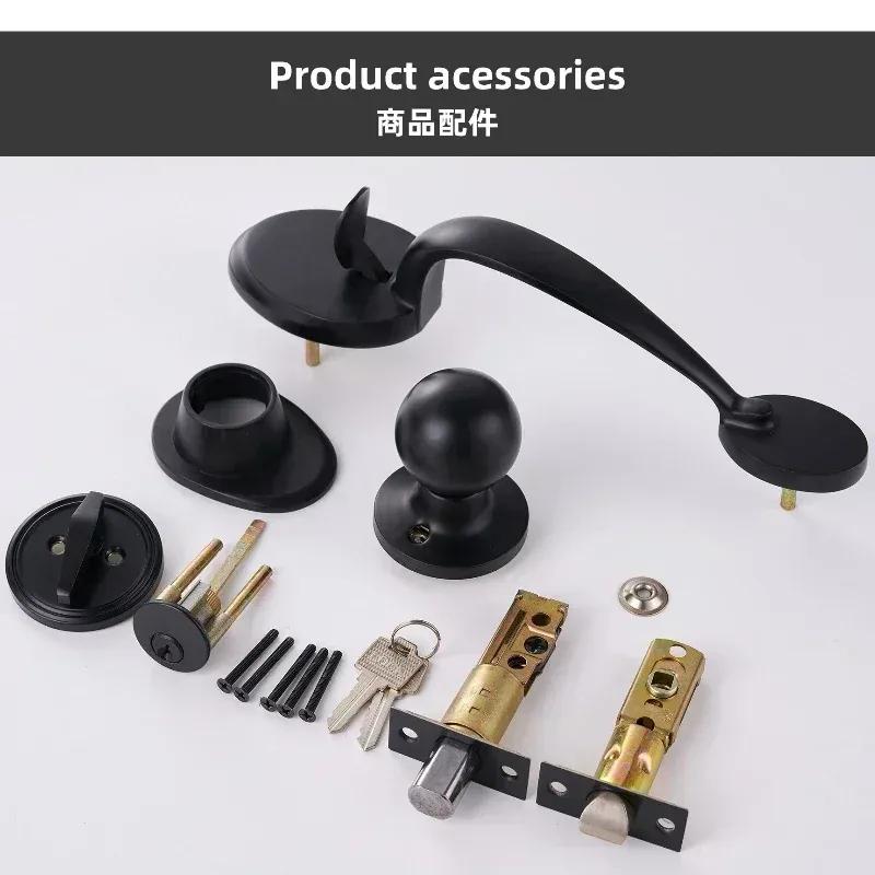 1 Set Zinc Alloy Door Locks European Style American Outdoor Door Lock Villa Entrance Door Large Handle Anti-theft Lock with Key
