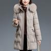 Middle Age Woman Winter Coats Hooded Faux Fur Collar Casual Thick Warm Long Parkas Women's Jackets