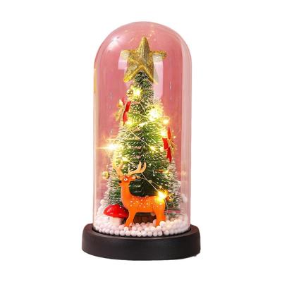 Christmas Tree Snow Globe with Reindeer and Santa Figurine, Tabletop Decoration with Battery Operated LED Lights, Gift [Parallel Import]