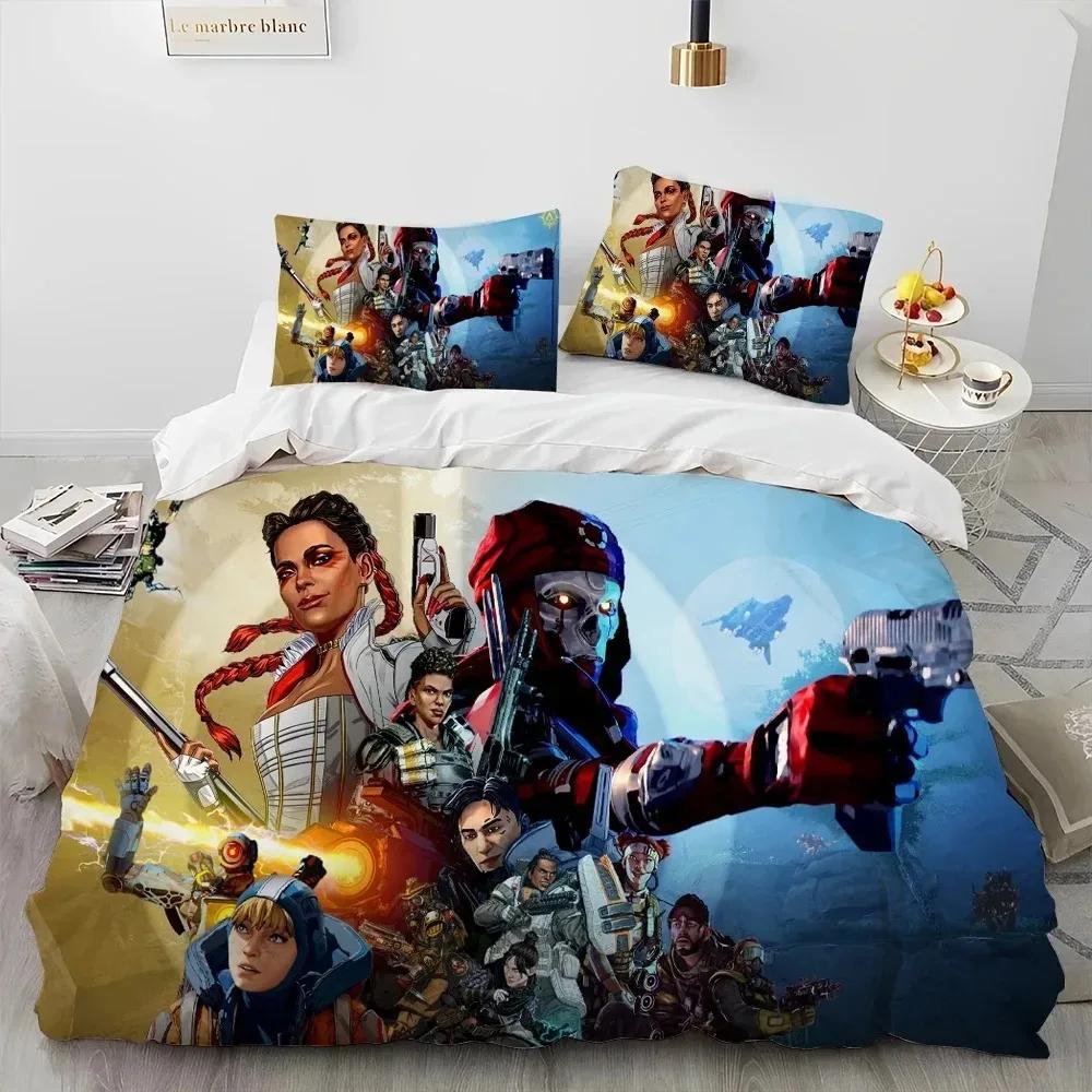 A-Apex Legends Game Gamer Cartoon Dekbed Beddengoed Set Dekbedovertrek Bed Set Dekbedovertrek Kussensloopking Queen Size Beddengoed Set