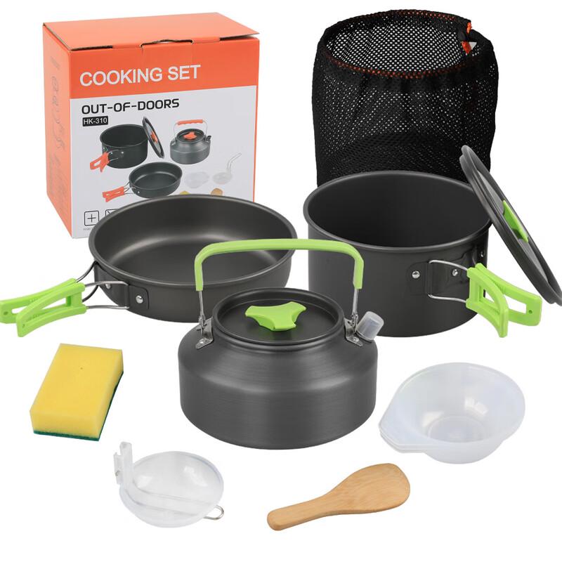 Hanlu HK310 Outdoor 2-3 Person Picnic Cookware Set with Teapot