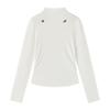La Chapelle Women's Mock Neck Long Sleeve Flocked Rose T-Shirt