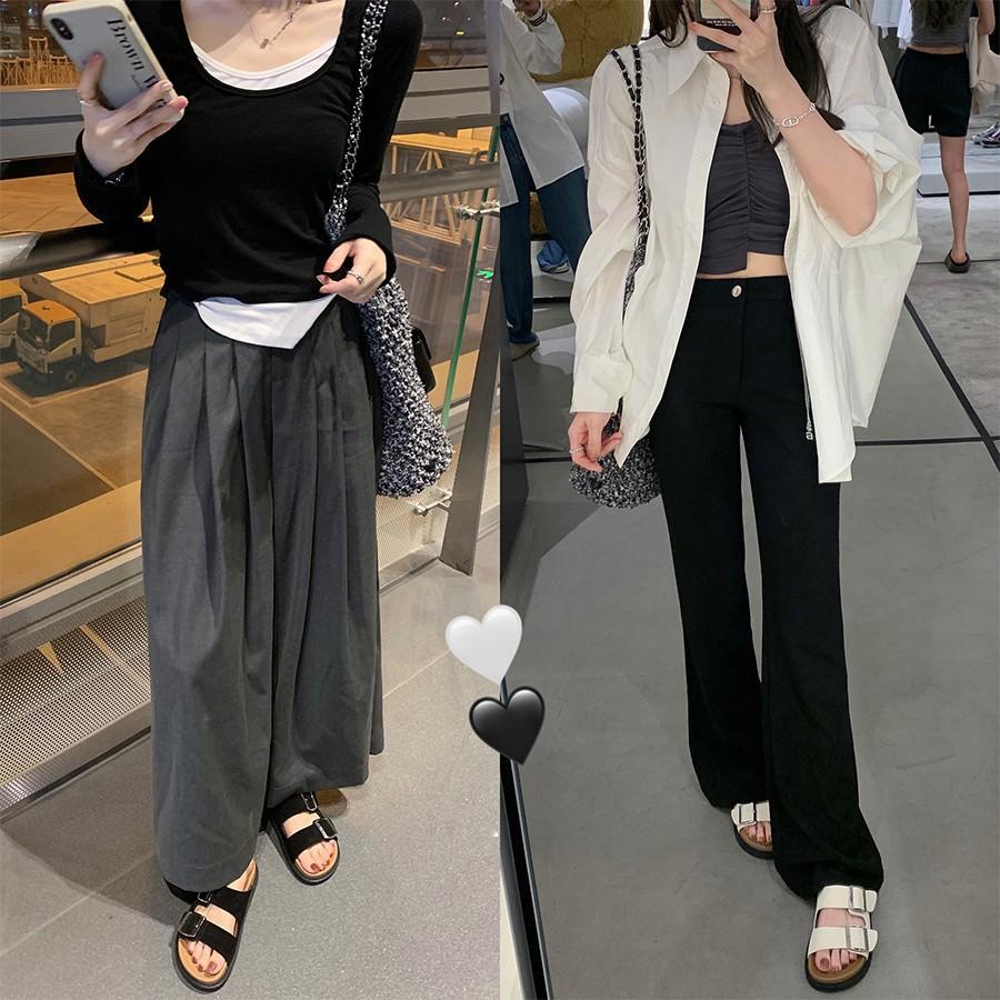 Slippers Women's Retro Leather Thick-soled Double Buckle Belt Birkenstock Slippers Sandals Outside Wear