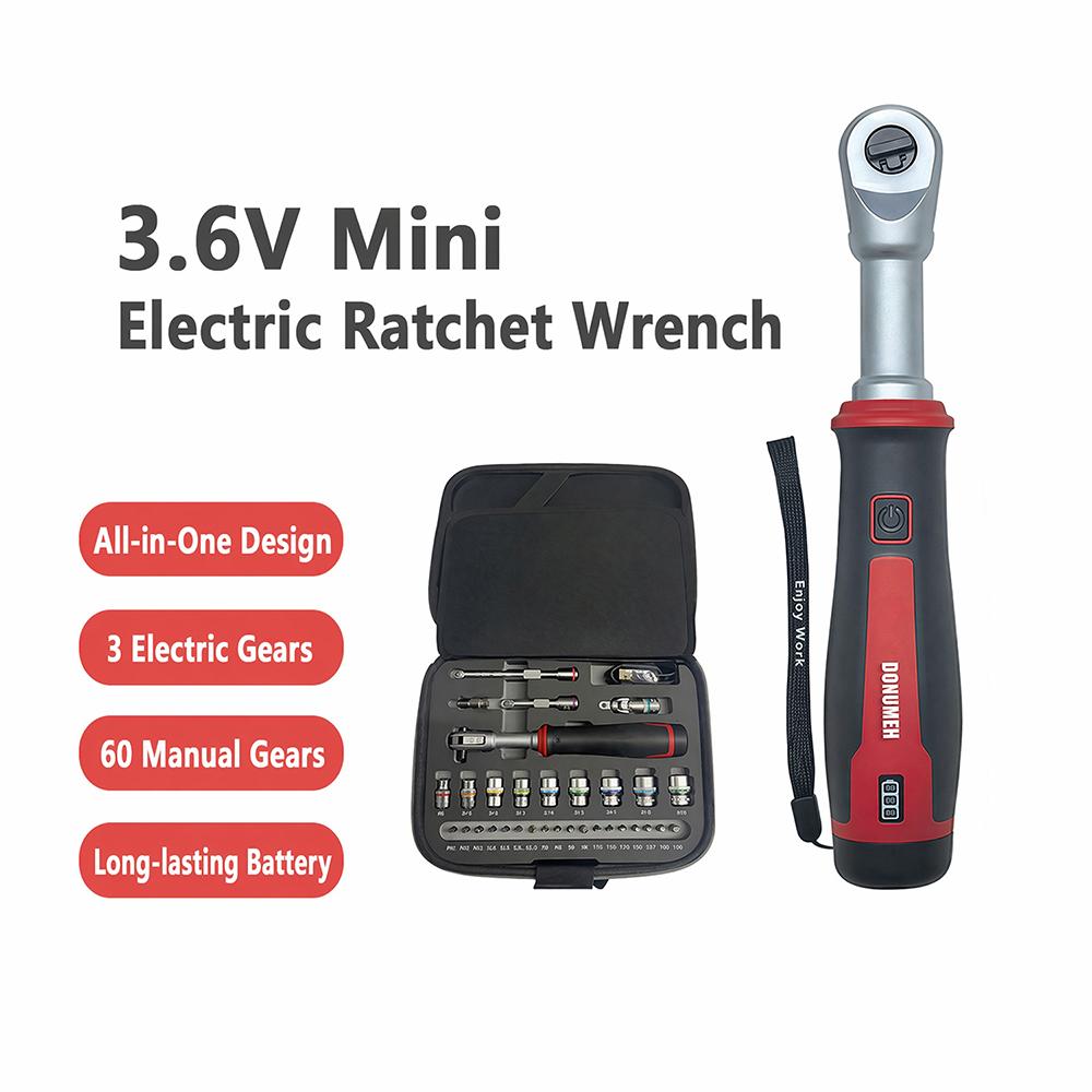 3/8 Inch Electric Ratchet Wrench Cordless 3Nm 320rpm USB-C Rechargeable Forward Reverse LED Battery Indicator for DIY Repair