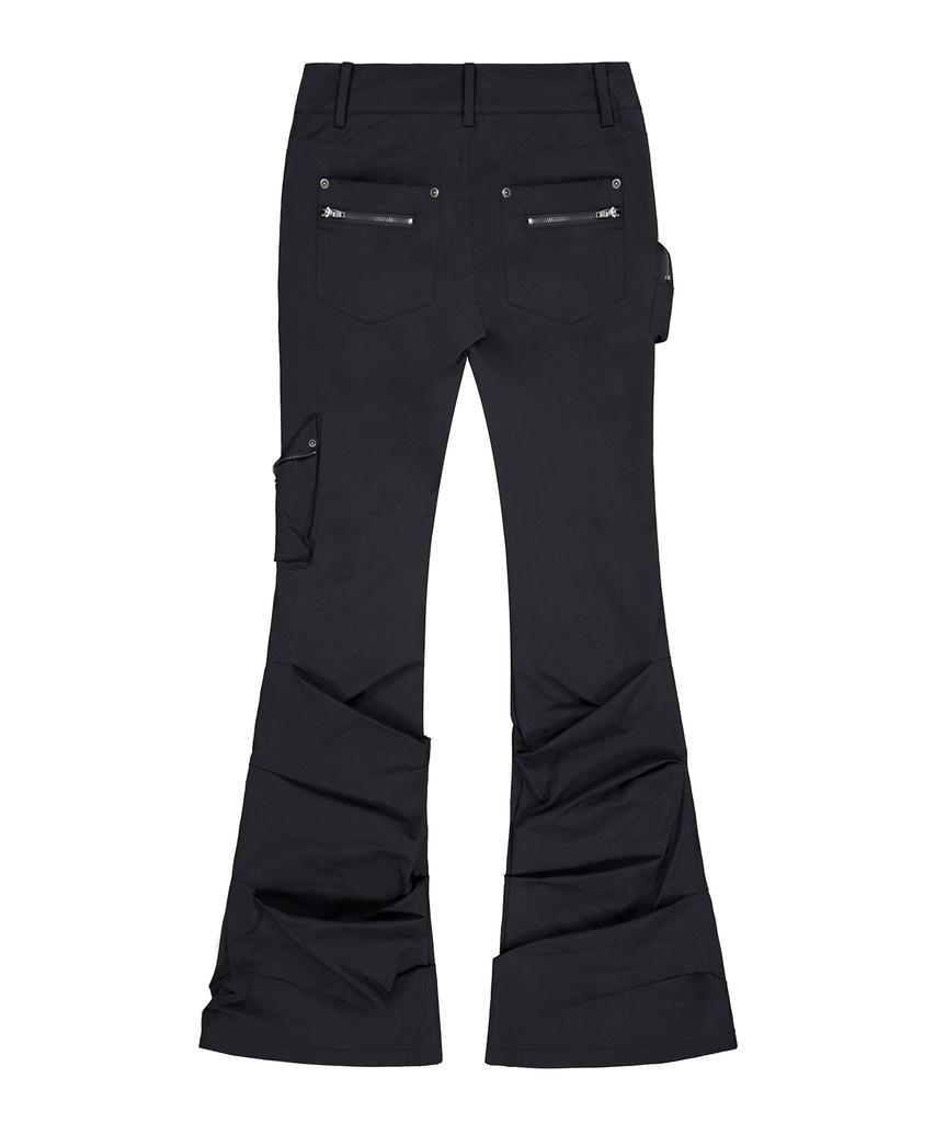 ROCKCAKE Shirring Pocket Flare Pants - Black