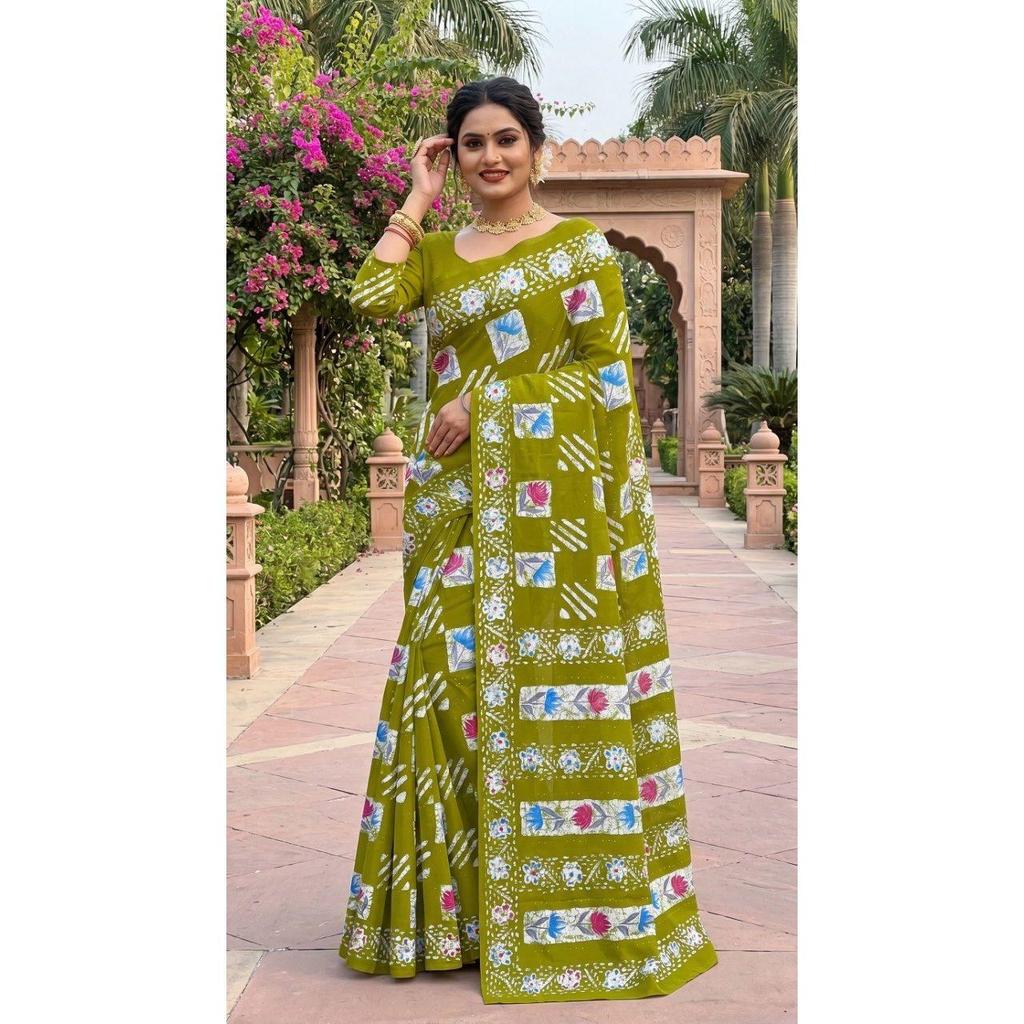 New Launch Beautiful Bagru Printed Saree Collection