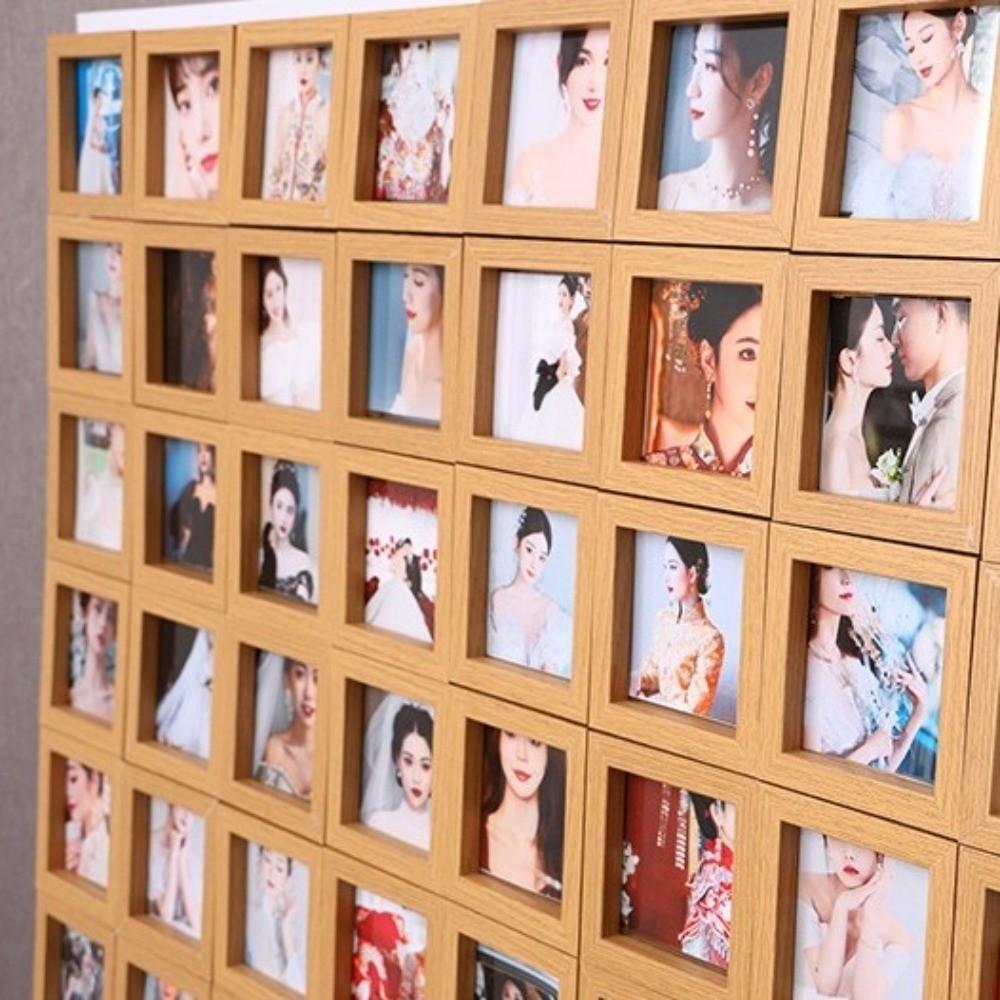 5 Stück Quadratisches Puzzle-Bilderrahmen Dekorativer Kühlschrankmagnet Kühlschrank-Bilderrahmen Foto-Display