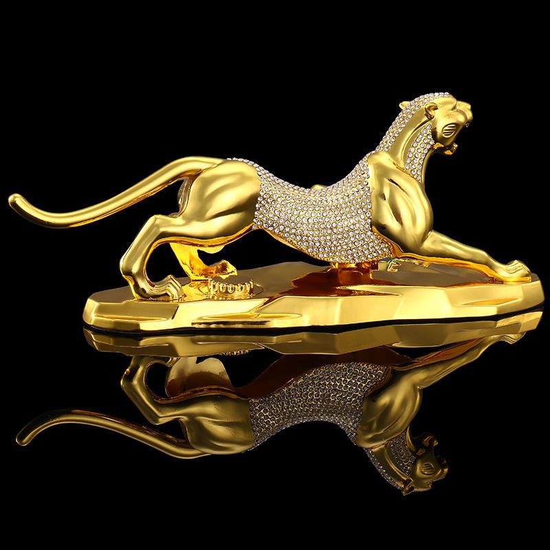 1pc Qianqian Leopard Car Accessories Alloy Crafts Car Decorations Living Room Desktop Office Sculpture Statue Housewarming Gift