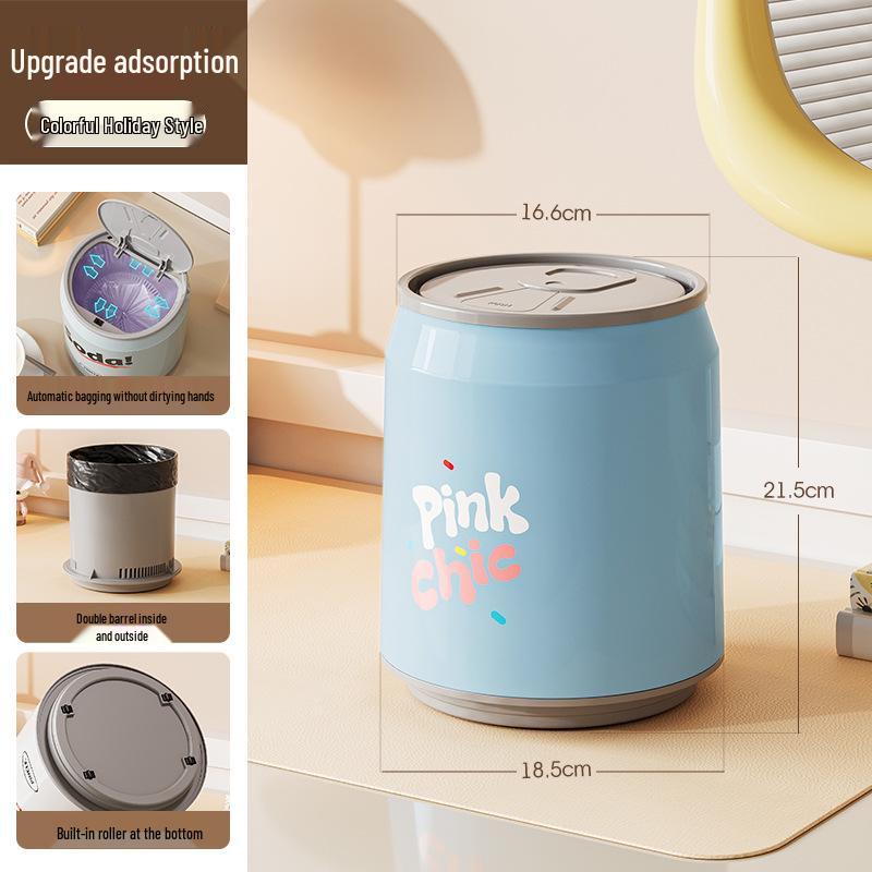 

2026 High-End Creative Trash Can with Lid - Light Luxury for Home, Living Room & Bedroom, Large Capacity, Movable & Sanitary. No Specification