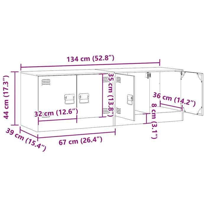 VidaXL TV Furniture 2 Pcs White 67x39x44 Cm Steel, TV Bench, TV Stand, Multimedia Cabinet, TV Buffet, Hi-fi Cabinet, Center of 841642