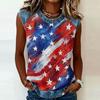 Women's Casual Sleeveless Pullover Tank Top Round Neck Independence Day Print Sleeveless Blouse Summer Outdoor Shirt
