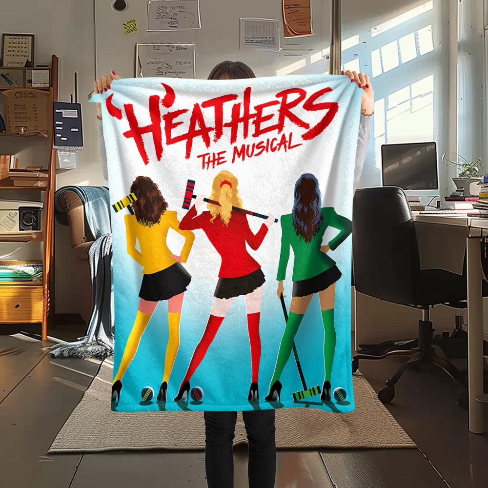 1PC Heathers Print Flannel Blanket, High quality All Seasons, Home Decor, Warmth and Comfort, Perfect for Christmas Gifts