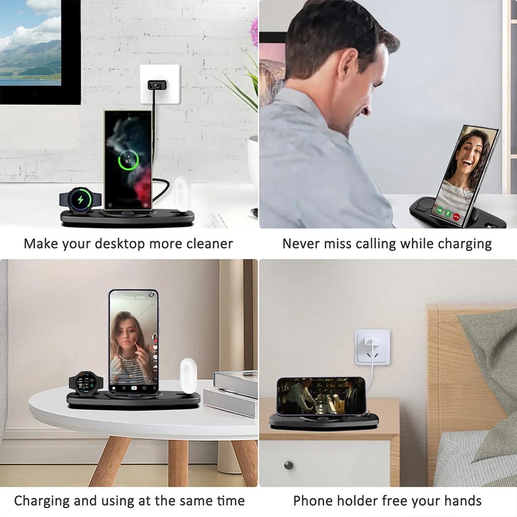 Foldable 3 In 1 Wireless Charger Stand Pad For Samsung S22 S21 S20 Galaxy Watch 5 4 Active 3/4 Earbud Fast Charging Dock Station