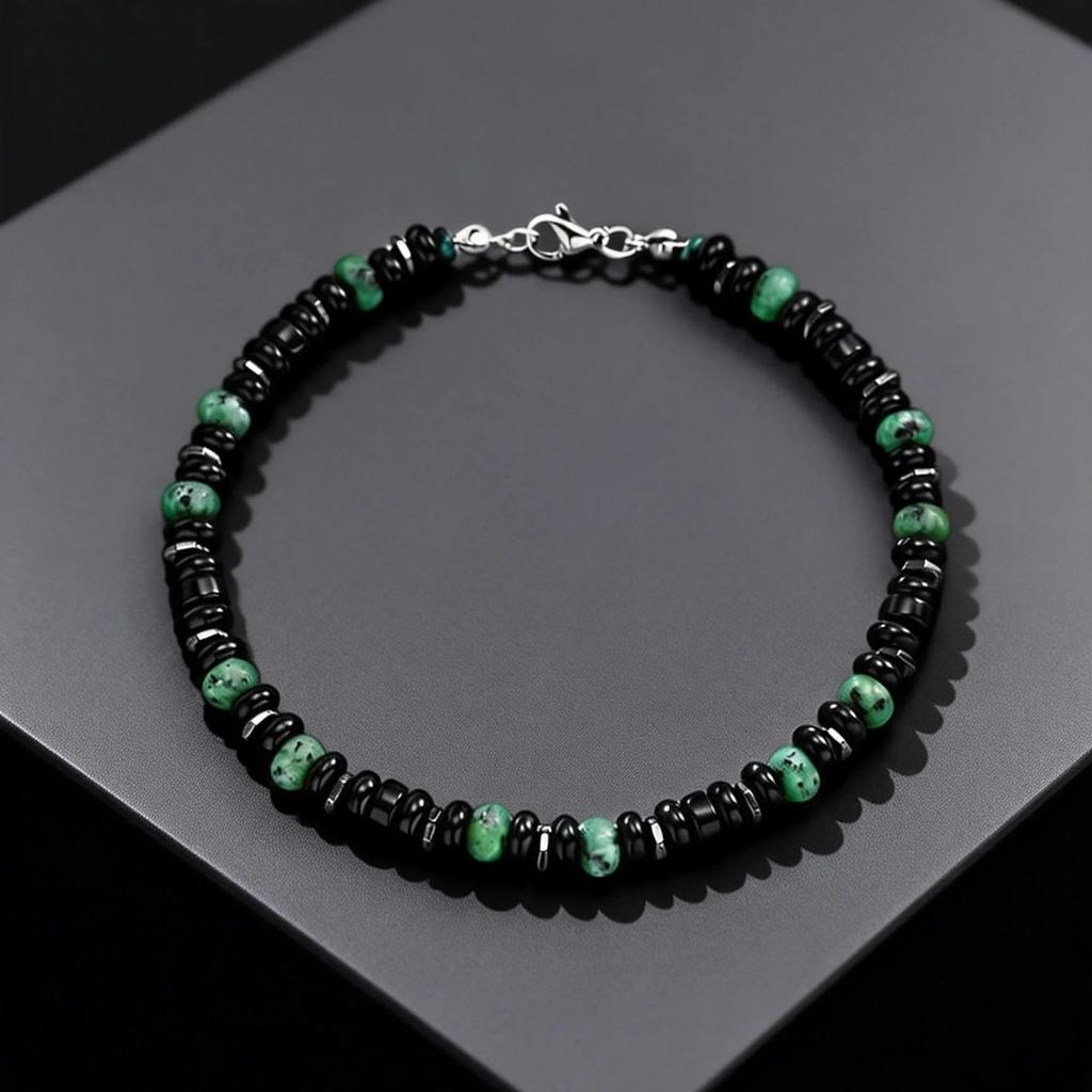 Modisches Boho Naturstein Fußkettchen für Herren Edelstahl Perlen Kette Fußkettchen Wasserdicht Fußschmuck Sommer Strandparty