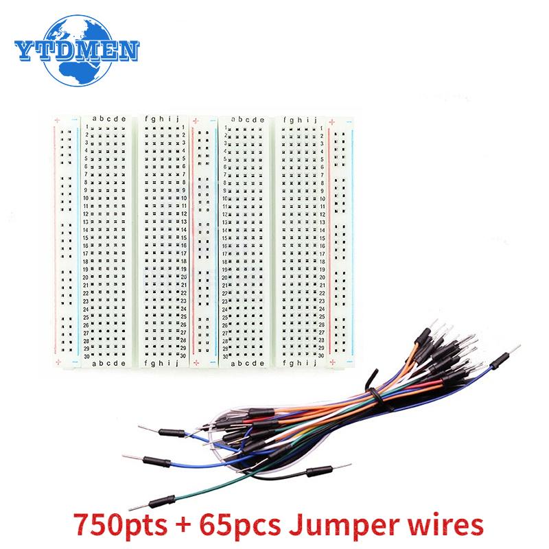 Steckbrett-Set, 750 Punkte, Steckbrett + 65 Stück/140 Stück, Überbrückungsdraht, Testplatine, Protoboard, DIY-Elektronik-Kits
