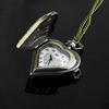 Women Vintage Hollow Heart-Shaped Pendant Long Chain Necklace Cute Pocket Watch