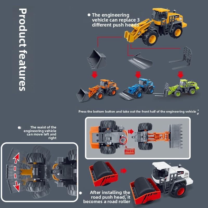 Excavator Simulated Plastic Bulldozer  Roller Forklift Children Toy Inertia Car