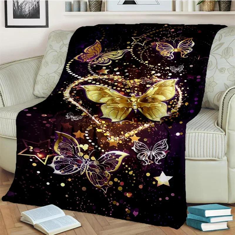 Cartoon Dream Butterfly Flower Blanket,Soft Throw Blanket for Home Bedroom Bed Sofa Picnic Travel Office Rest Nap Cover Blanket