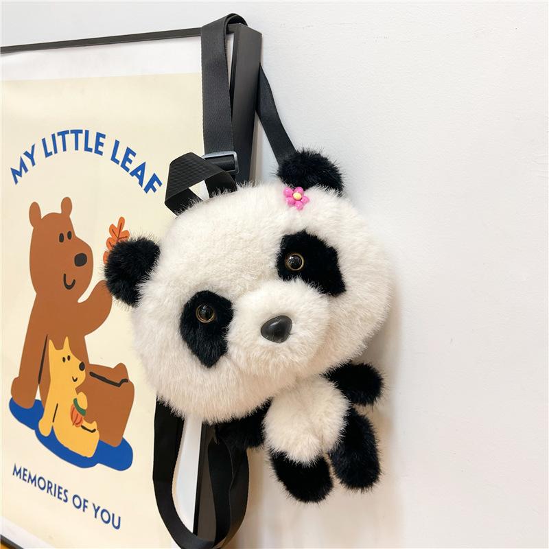 Grab Doll Panda Plush Bag Women's Shoulder Messenger Bag Doll Backpack Cute Cartoon Bag