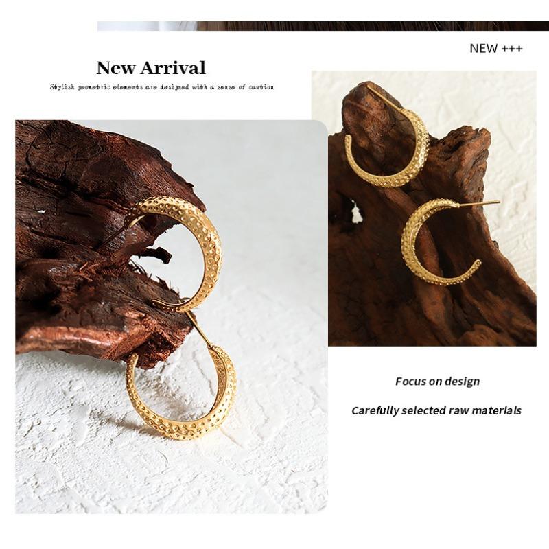Meier French-inspired Minimalist and Unique Earrings. Women's Stud Earrings, Titanium Steel, 18k Gold Plated Jewelry