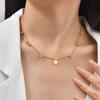 Wind Jewelry, Stainless Steel Disc Bead Chain Necklace, Slightly Inlaid Zircon Women'S Collarbone Chain Nc-2491
