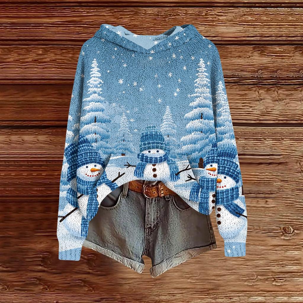 Ladies' Fashionable Printing Casual Hooded Long Sleeved Sweatshirt