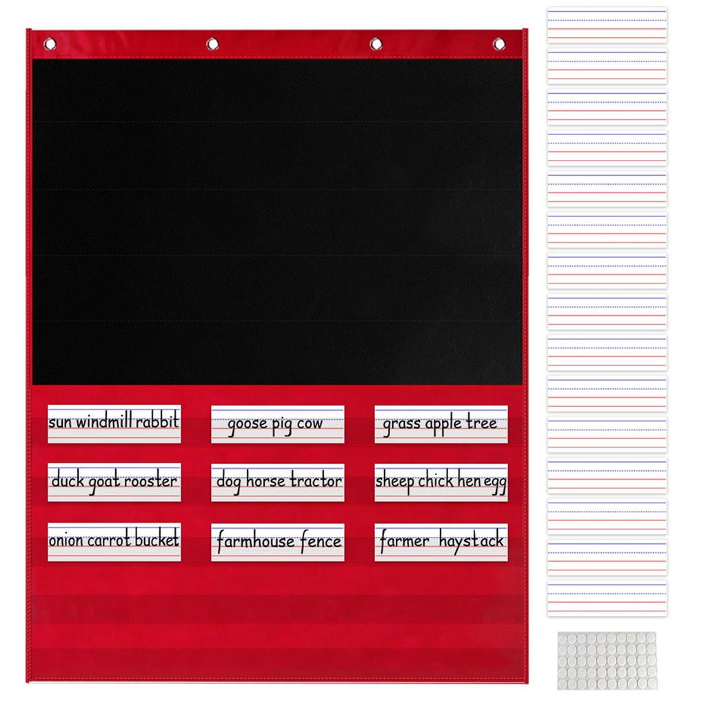 Cheap Standard Pocket Chart Black Pocket Chart with 15 Dry Erase