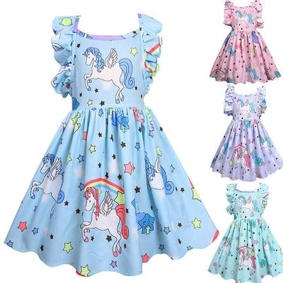 Kleinkind Mädchen Stern Einhorn Prinzessin Kleid Geburtstag Party Casual Kostüm Kleidung
