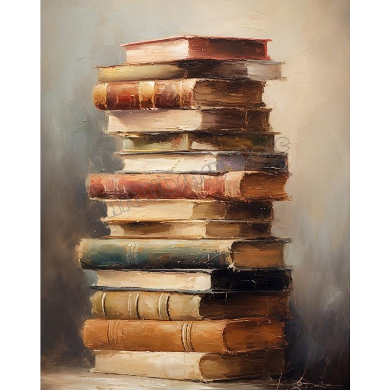 Vintage Elegant Lady Reading Stack of Books Motivational Quotes Poster Canvas Painting Wall Art Picture Room Home Decor