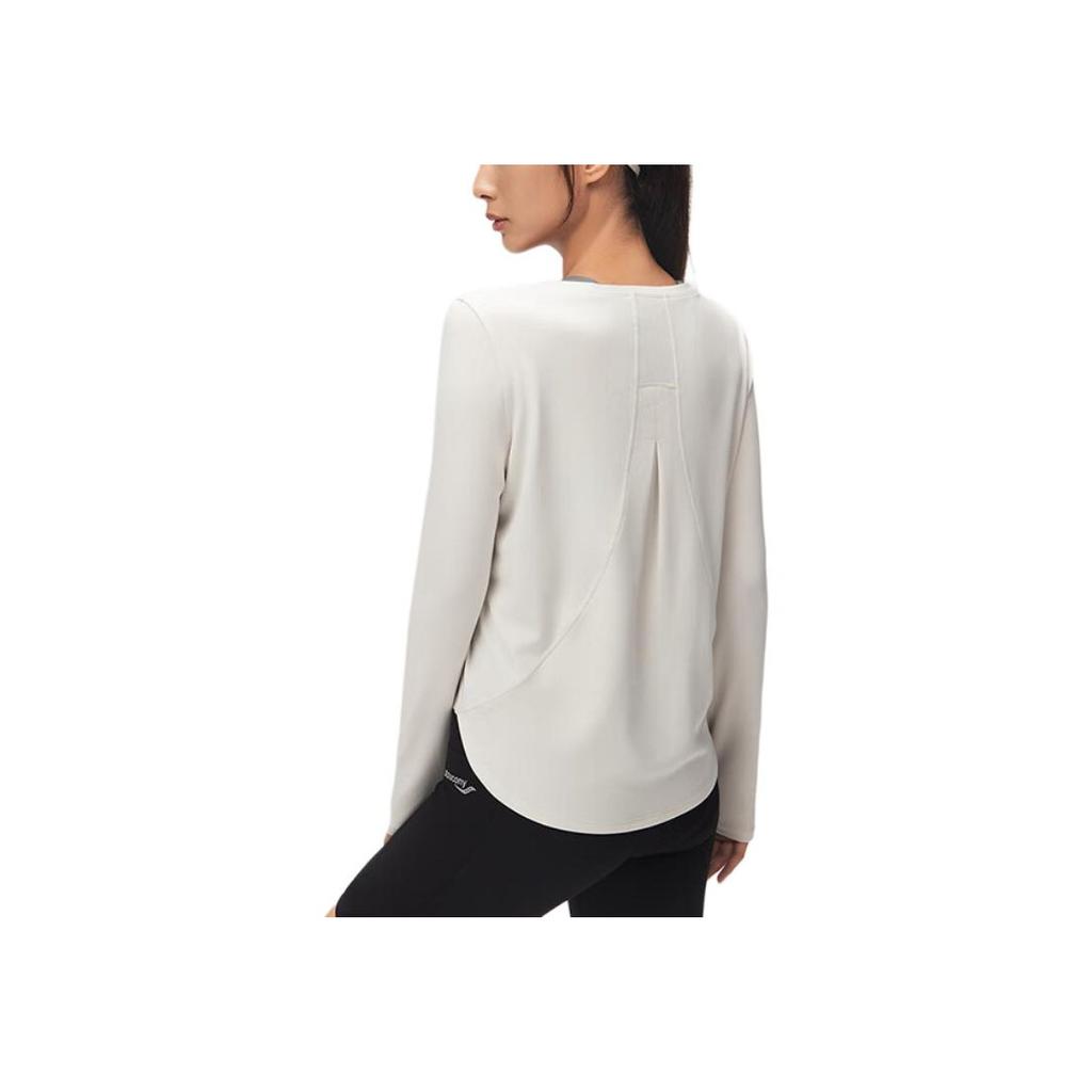 SAUCONY Solid Color Simple Long Sleeve Round Neck Thin T-Shirt Women Tops Light-Gray SC1240041B-GR58